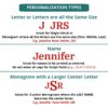 Personalization type explanation to aid you in choosing your designs.