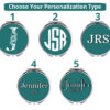 Compact mirror front view showing the five personalization type variations which you can choose from.
