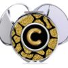 Gold Animal Print pocket mirror, item SKU COMP450A., variation image front view to show the design details.
