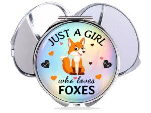 just a girl who loves foxes compact mirror main image, front view to show the design details.