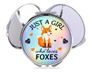 just a girl who loves foxes compact mirror main image, front view to show the design details.