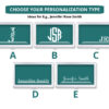 Credit Card Case Personalization Type, showing the different ways you can make your design custom.
