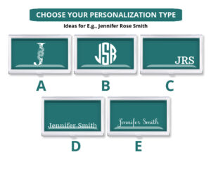 Credit Card Case Personalization Type, showing the different ways you can make your design custom.