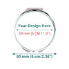 Compact mirror front view to show the design area and pocket mirror circumference of 60mm or 2.36"