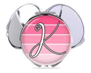 personalized monogram pocket mirror, item SKU COMP436A., variation image front view to show the design details.