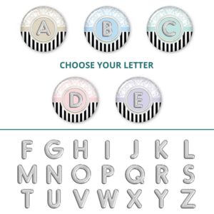 black stripe portable mirror, image showing the sample of the alphabets that you can choose from.