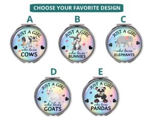 just a girl who loves pandas compact mirror, variation image front view to show the design details.