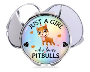 just a girl who loves pitbulls compact mirror main image, front view to show the design details.