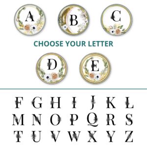 Floral Wreath Name purse mirror, image showing the sample of the alphabets that you can choose from.