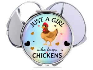 just a girl who loves chickens compact mirror main image, front view to show the design details.