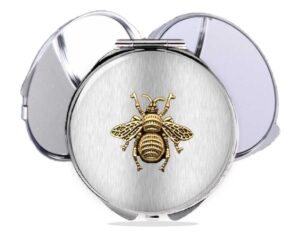 bumble bee compact mirror, item sku - COMP406 silver, variation images showing a sample of the design.