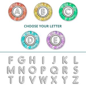 stained glass art cosmetic mirror, image showing the sample of the alphabets that you can choose from.