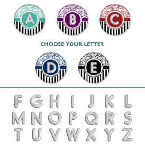 black striped custom name mirror, image showing the sample of the alphabets that you can choose from.