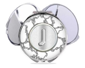 Animal Print silver pocket mirror main image, front view to show the design details.