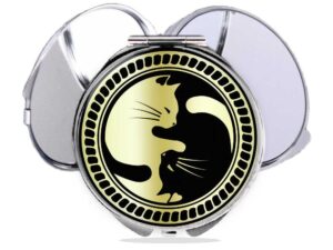 yin yang foldable compact mirror main image, front view to show the design details.
