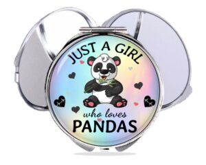 just a girl who loves pandas compact mirror main image, front view to show the design details.
