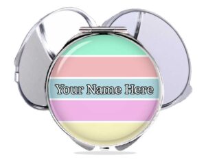 personalized metal compact mirror main image, front view to show the design details.