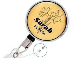 Birth Flower Employee Key Holder - Badr414 Feb, Front View To Show The Design Details. Created By Terlis Designs.