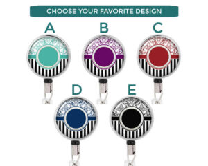 Black Striped Retractable Badge Reel - Badr471 Variations Image Showing The Design(S) You Can Choose From. Created By Terlis Designs.