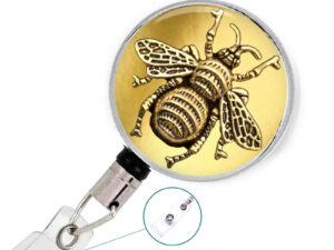 Bumble Bee Retractable Badge Reel - Badr406 Gld, Front View To Show The Design Details. Created By Terlis Designs.