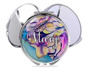 Compact mirror, front view to show the design details. Item SKU - comp32a, by terlis designs.