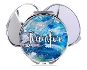 Compact mirror travel gift, front view to show the design details. Item SKU - comp443c, by terlis designs.