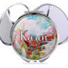 Custom double sided makeup mirror, front view to show the design details. Item SKU - comp336b, by terlis designs.
