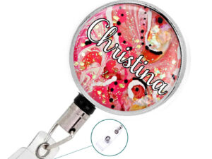 Custom Name Badge Reel - Badr337 D, Front View To Show The Design Details. Created By Terlis Designs.