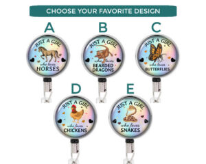 Just A Girl Who Loves Chickens Retractable Badge Reel - Badr419 Image Showing The Design(S) You Can Choose From. Created By Terlis Designs.