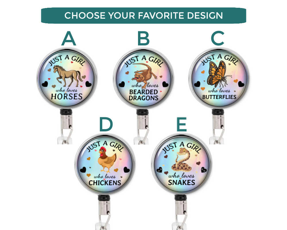 Just A Girl Who Loves Chickens retractable badge reel, medical name tag  holder