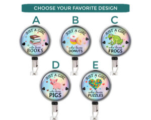 Just A Girl Who Loves Donuts Badge Reel - Badr424 Image Showing The Design(S) You Can Choose From. Created By Terlis Designs.