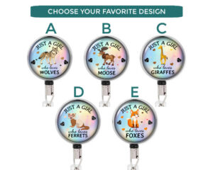 Just A Girl Who Loves Foxes Retractable Badge Reel - Badr420 Image Showing The Design(S) You Can Choose From. Created By Terlis Designs.