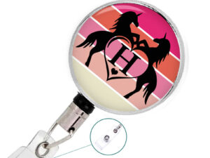 Monogram Initial Retractable Badge Reel - Badr439, Front View To Show The Design Details. Created By Terlis Designs.