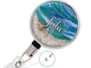 Monogram Badge Reel - Badr442 E, Front View To Show The Design Details. Created By Terlis Designs.