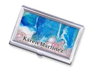Ocean Art Business Card Holder Bus59 - Main Image, Front View To Show The Design Details. Created By Terlis Designs.