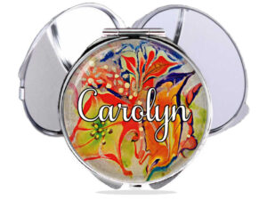 Ocean art compact mirror, front view to show the design details. Item SKU - comp37d, by terlis designs.