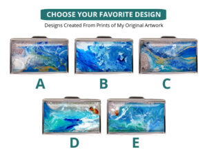 Ocean Art Credit Card Case Bus177 5 Variations Image Showing The Design(S) You Can Choose From. Created By Terlis Designs.