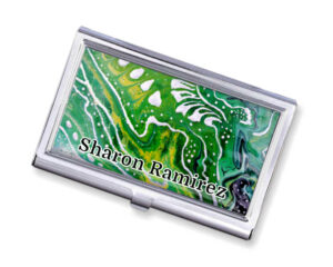 Personalized Business Card Holder Bus162 - Main Image, Front View To Show The Design Details. Created By Terlis Designs.