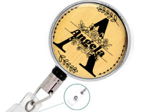 Personalized Initial Badge Reel - Badr415 A, Front View To Show The Design Details. Created By Terlis Designs.