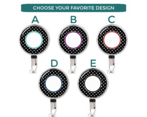 Polka Dot Art Id Name Tag Holder - Badr467 Variations Image Showing The Design(S) You Can Choose From. Created By Terlis Designs.