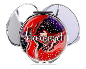 Portable compact mirror, front view to show the design details. Item SKU - comp319c, by terlis designs.