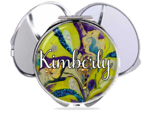 Portable pocket mirror, front view to show the design details. Item SKU - comp244a, by terlis designs.