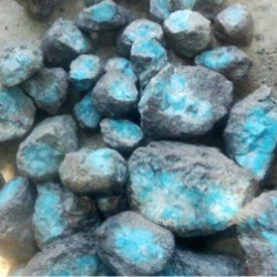 Raw untreated Larimar boulders from the mines of Barahona in the Dominican Republic