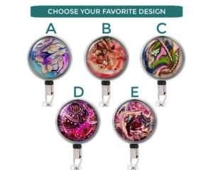 RetractableBadge Clip - Badr32 Image Showing The Design(S) You Can Choose From. Created By Terlis Designs.
