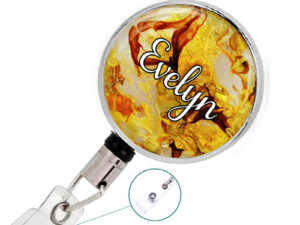 Retractable Name Tag Holder - Badr335 B, Front View To Show The Design Details. Created By Terlis Designs.