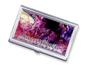 Silver Business Card Case Bus96 - Main Image, Front View To Show The Design Details. Created By Terlis Designs.