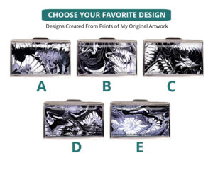Silver Business Card Holder Bus129 5 Variations Image Showing The Design(S) You Can Choose From. Created By Terlis Designs.