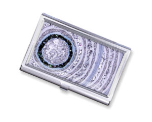 Silver Credit Card Case Bus114 - Main Image, Front View To Show The Design Details. Created By Terlis Designs.