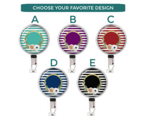 Striped Print Rn Badge Reel - Badr473 Variations Image Showing The Design(S) You Can Choose From. Created By Terlis Designs.