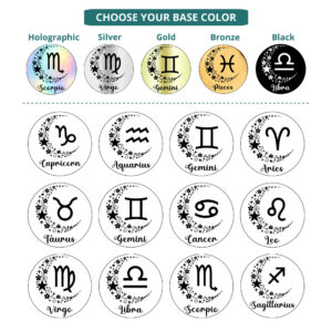 Variation with all twelve zodiac signs - SKU 476, image showing the sample of the zodiac signs that you can choose from.